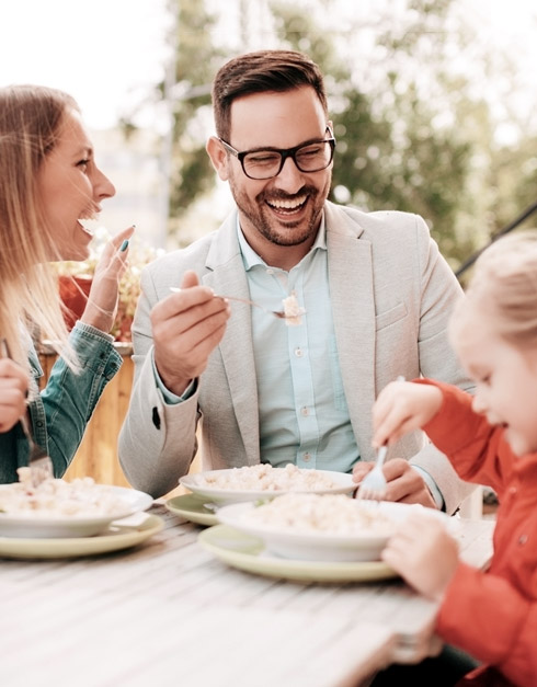 Happy Family Eating