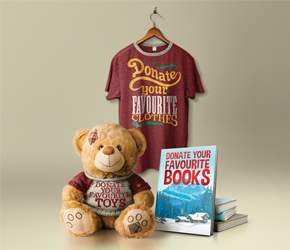 teddy bear & a t-shirt & books