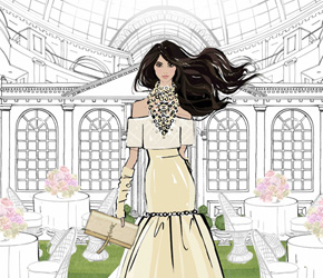 a women shopping drawing