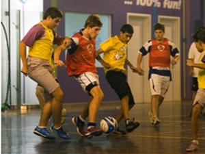 boys playing football